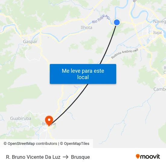 R. Bruno Vicente Da Luz to Brusque map