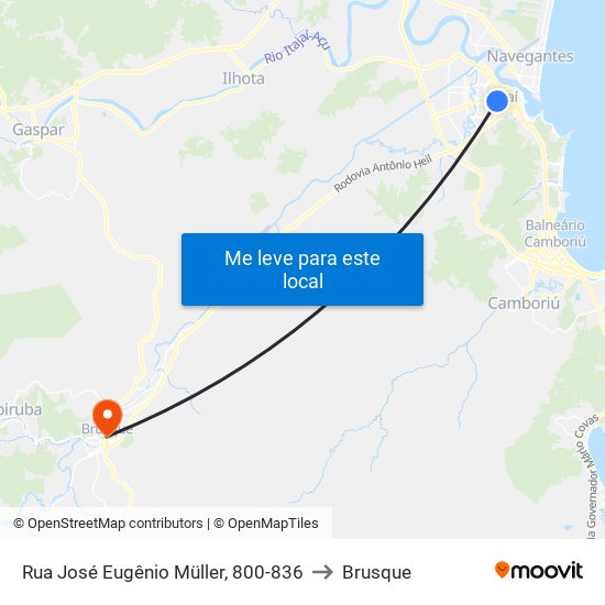 Rua José Eugênio Müller, 800-836 to Brusque map