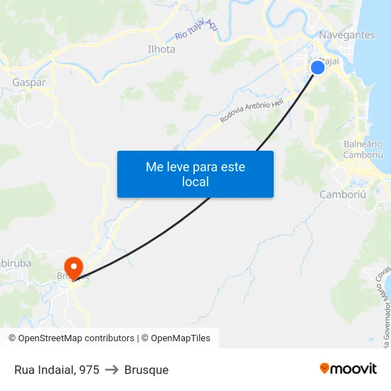 Rua Indaial, 975 to Brusque map