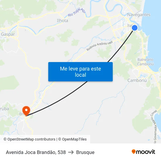 Avenida Joca Brandão, 538 to Brusque map