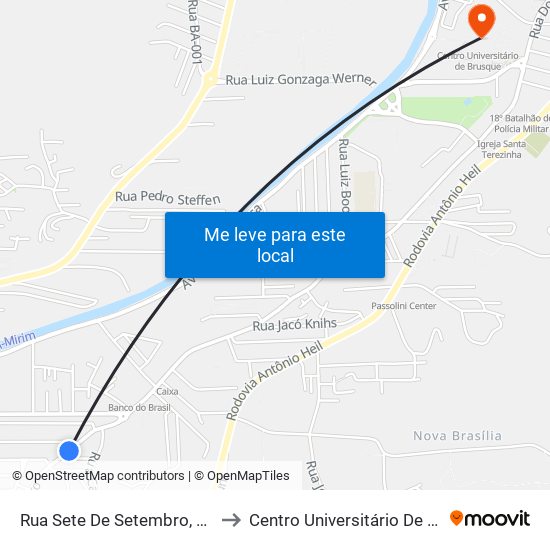 Rua Sete De Setembro, 813-885 to Centro Universitário De Brusque map
