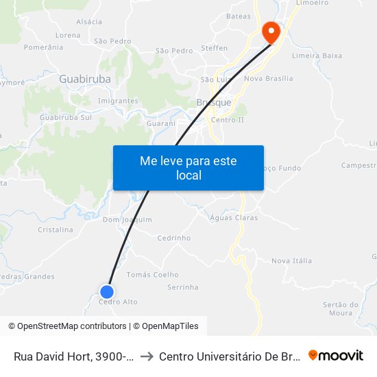 Rua David Hort, 3900-3984 to Centro Universitário De Brusque map