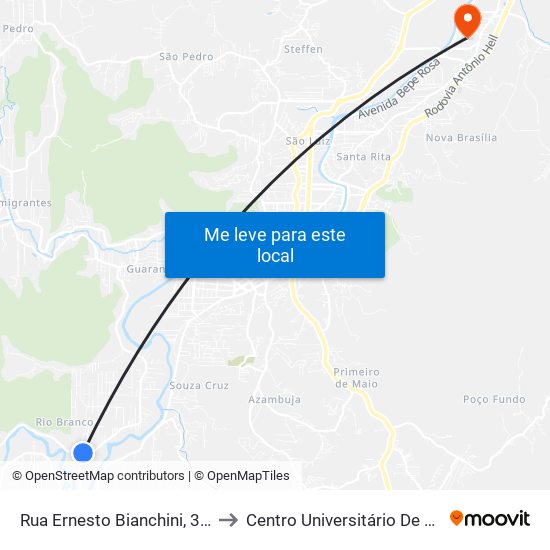 Rua Ernesto Bianchini, 357-495 to Centro Universitário De Brusque map