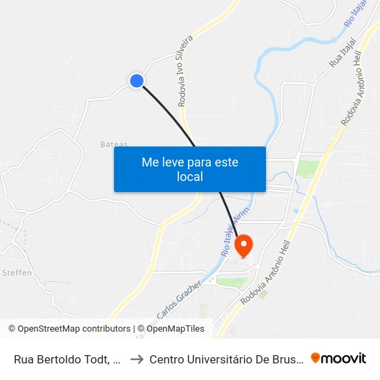 Rua Bertoldo Todt, 564-710 to Centro Universitário De Brusque map