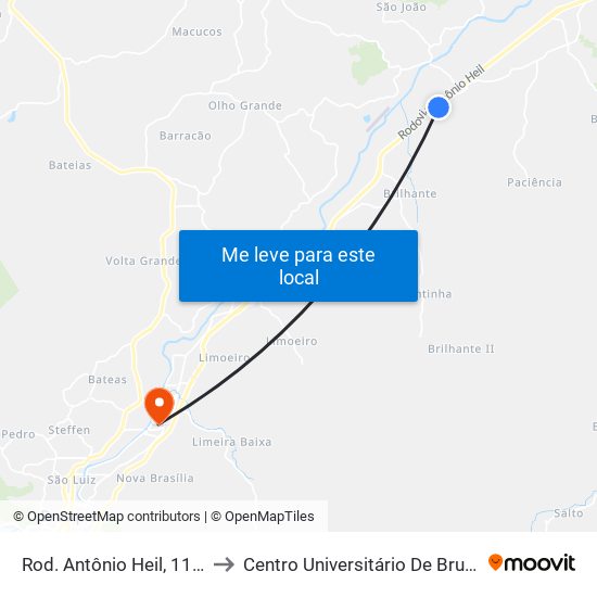 Rod. Antônio Heil, 11249 to Centro Universitário De Brusque map