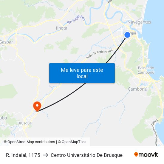 R. Indaial, 1175 to Centro Universitário De Brusque map