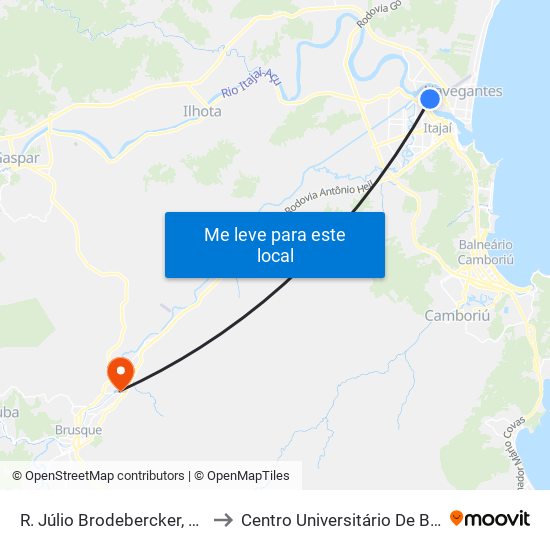 R. Júlio Brodebercker, 92-134 to Centro Universitário De Brusque map