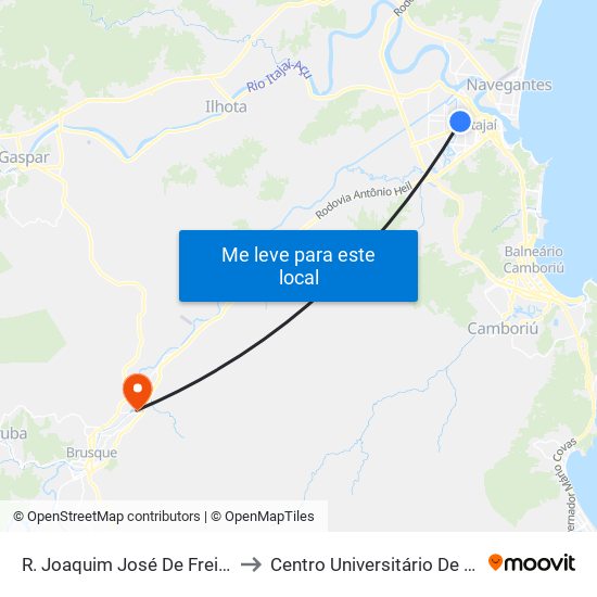 R. Joaquim José De Freitas, 795 to Centro Universitário De Brusque map