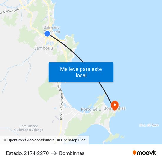 Estado, 2174-2270 to Bombinhas map