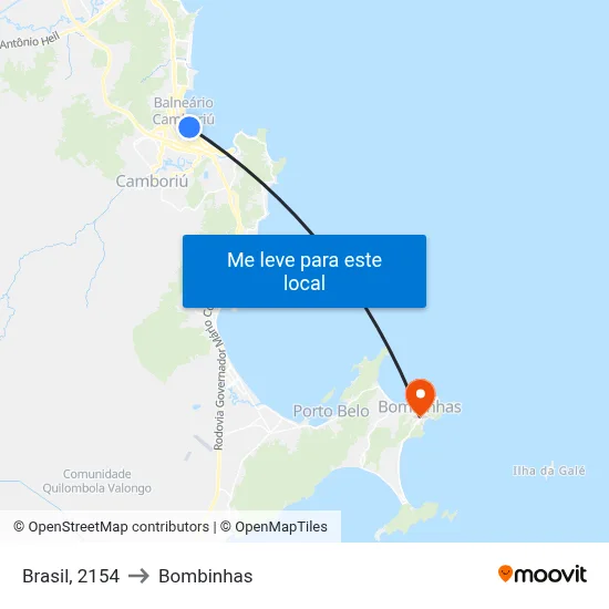 Brasil, 2154 to Bombinhas map