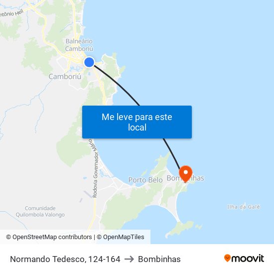 Normando Tedesco, 124-164 to Bombinhas map