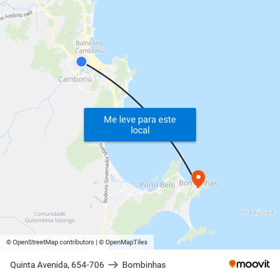 Quinta Avenida, 654-706 to Bombinhas map