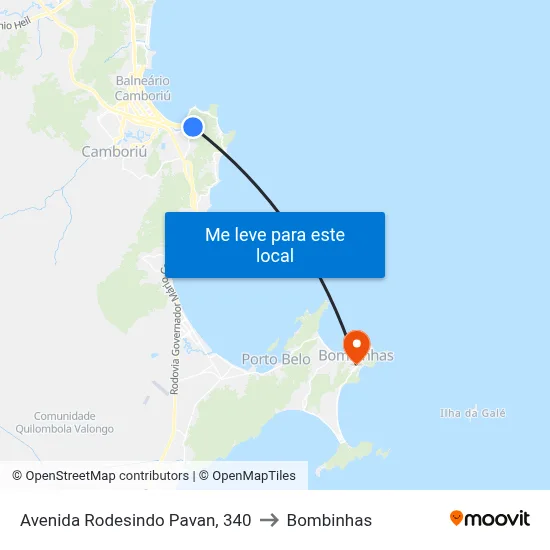 Avenida Rodesindo Pavan, 340 to Bombinhas map
