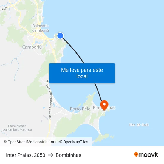 Inter Praias, 2050 to Bombinhas map