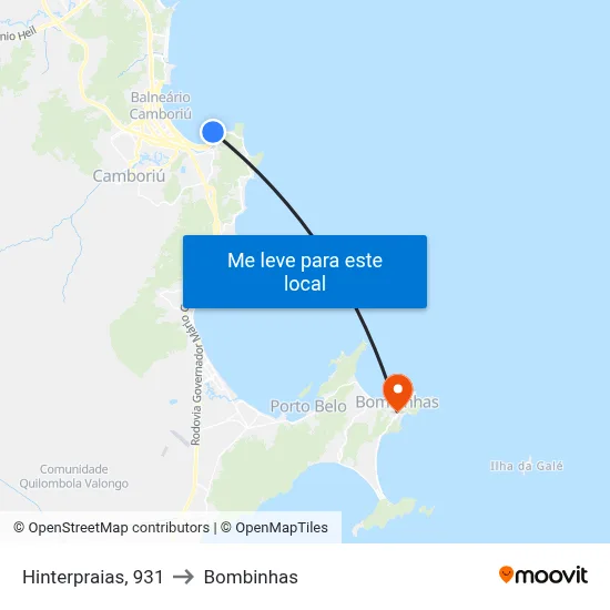 Hinterpraias, 931 to Bombinhas map