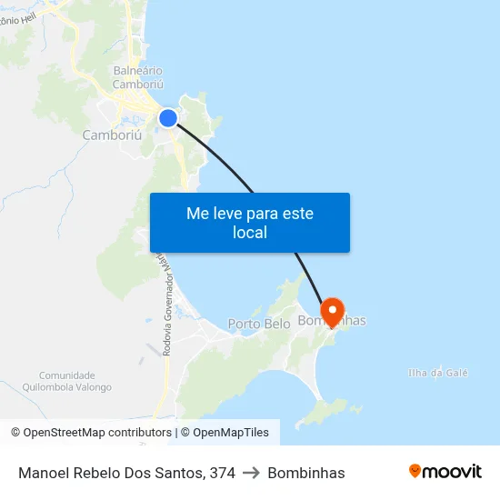 Manoel Rebelo Dos Santos, 374 to Bombinhas map