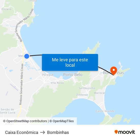 Caixa Econômica to Bombinhas map