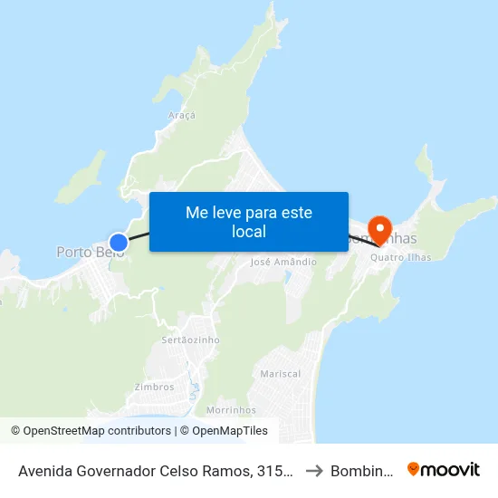 Avenida Governador Celso Ramos, 3158-3160 to Bombinhas map
