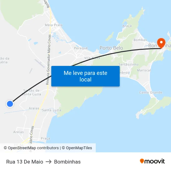 Rua 13 De Maio to Bombinhas map