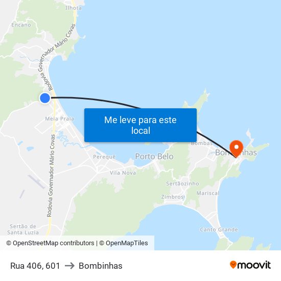 Rua 406, 601 to Bombinhas map