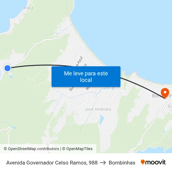 Avenida Governador Celso Ramos, 988 to Bombinhas map