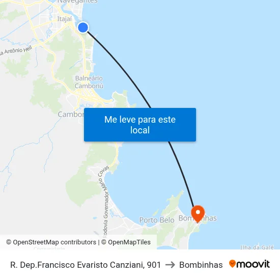 R. Dep.Francisco Evaristo Canziani, 901 to Bombinhas map