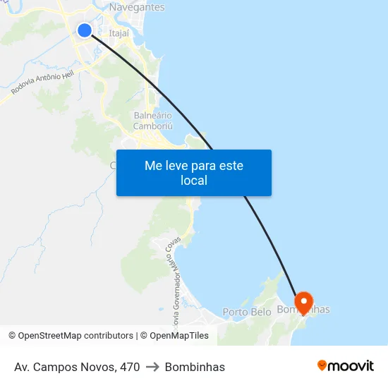 Av. Campos Novos, 470 to Bombinhas map