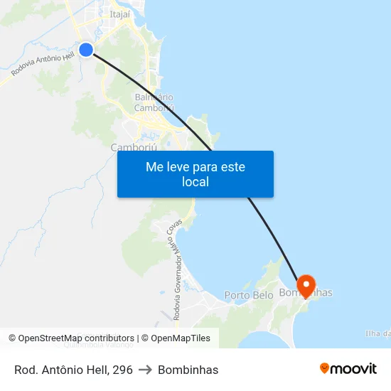 Rod. Antônio Hell, 296 to Bombinhas map