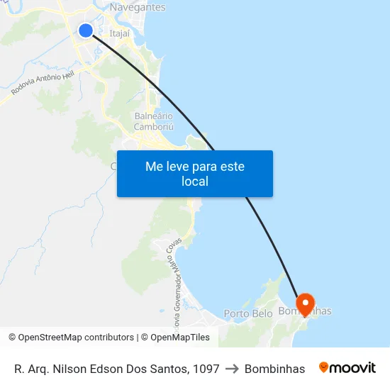 R. Arq. Nilson Edson Dos Santos, 1097 to Bombinhas map