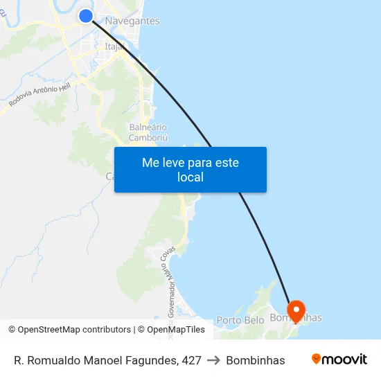 R. Romualdo Manoel Fagundes, 427 to Bombinhas map