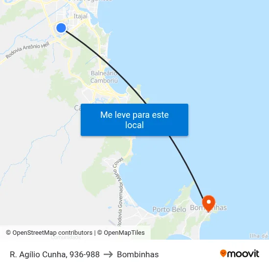 R. Agílio Cunha, 936-988 to Bombinhas map