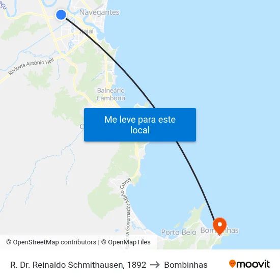 R. Dr. Reinaldo Schmithausen, 1892 to Bombinhas map