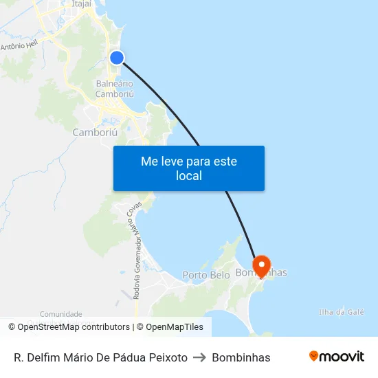 R. Delfim Mário De Pádua Peixoto to Bombinhas map