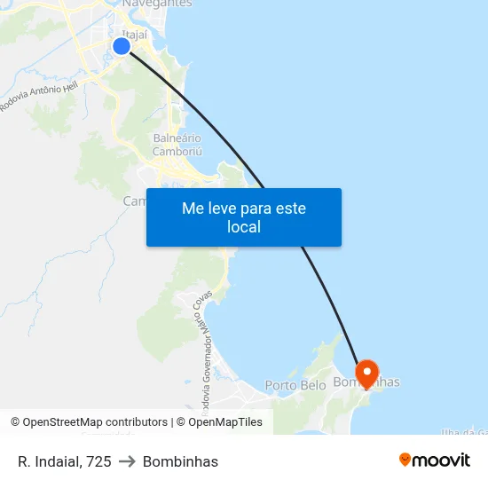 R. Indaial, 725 to Bombinhas map