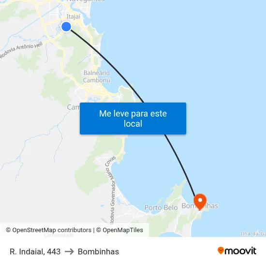 R. Indaial, 443 to Bombinhas map