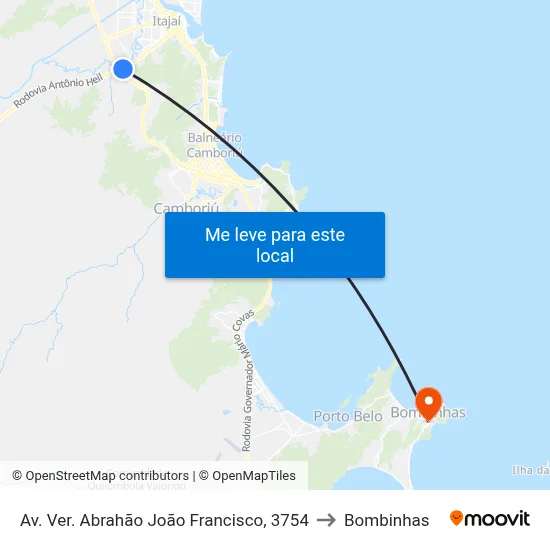 Av. Ver.  Abrahão João Francisco, 3754 to Bombinhas map