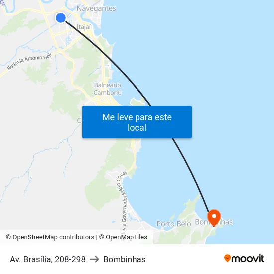 Av. Brasília, 208-298 to Bombinhas map
