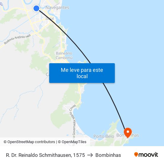 R. Dr. Reinaldo Schmithausen, 1575 to Bombinhas map