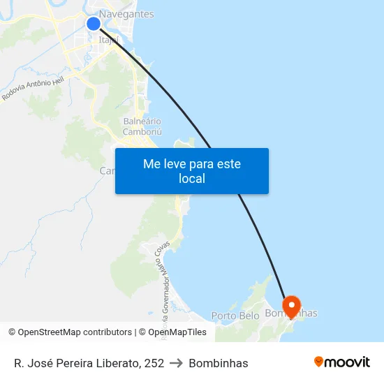 R. José Pereira Liberato, 252 to Bombinhas map