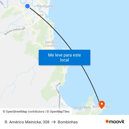 R. Américo Meinicke, 308 to Bombinhas map
