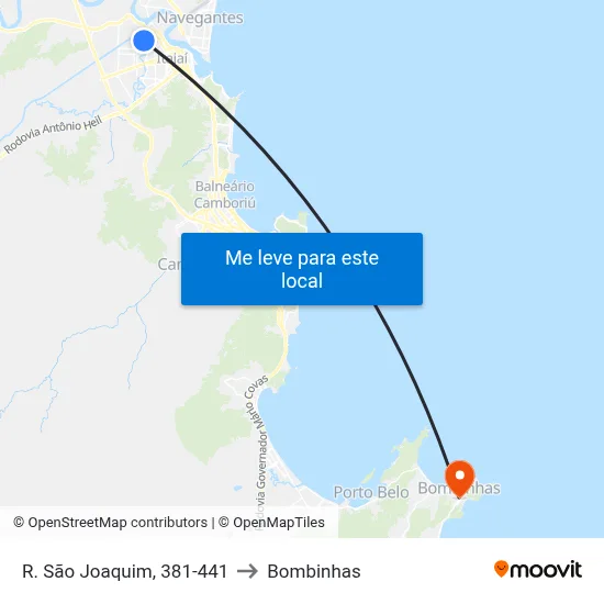 R. São Joaquim, 381-441 to Bombinhas map