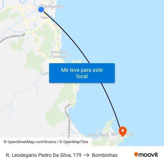 R. Leodegário Pedro Da Silva, 179 to Bombinhas map