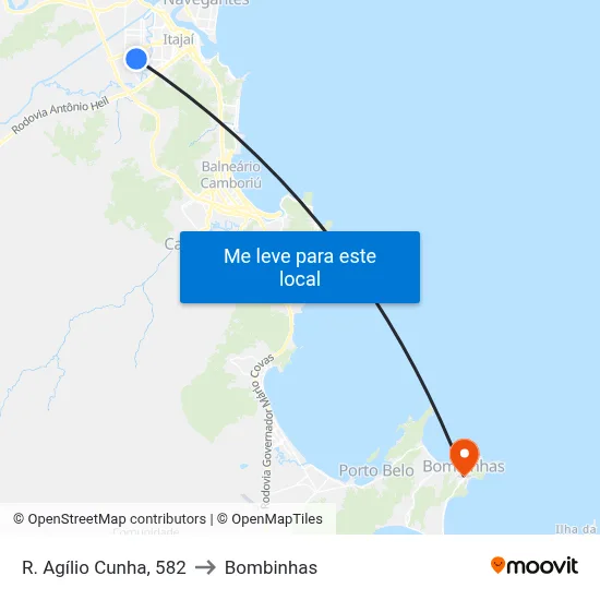 R. Agílio Cunha, 582 to Bombinhas map