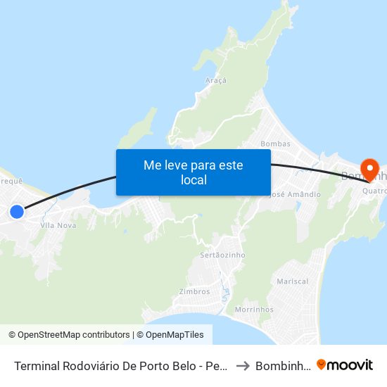 Terminal Rodoviário De Porto Belo - Perequê to Bombinhas map