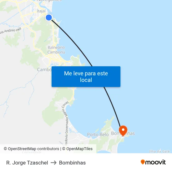 R. Jorge Tzaschel to Bombinhas map