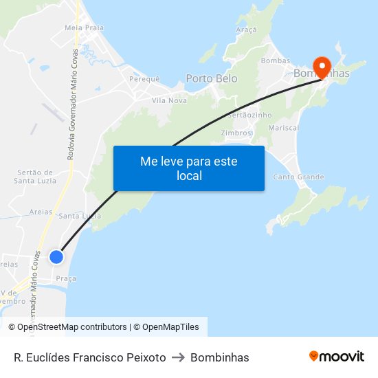 R. Euclídes Francisco Peixoto to Bombinhas map