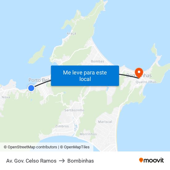 Av. Gov. Celso Ramos to Bombinhas map