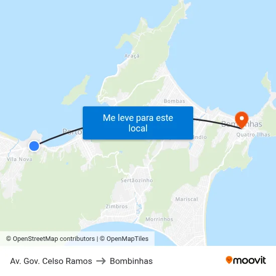 Av. Gov. Celso Ramos to Bombinhas map