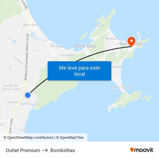 Outlet Premium to Bombinhas map