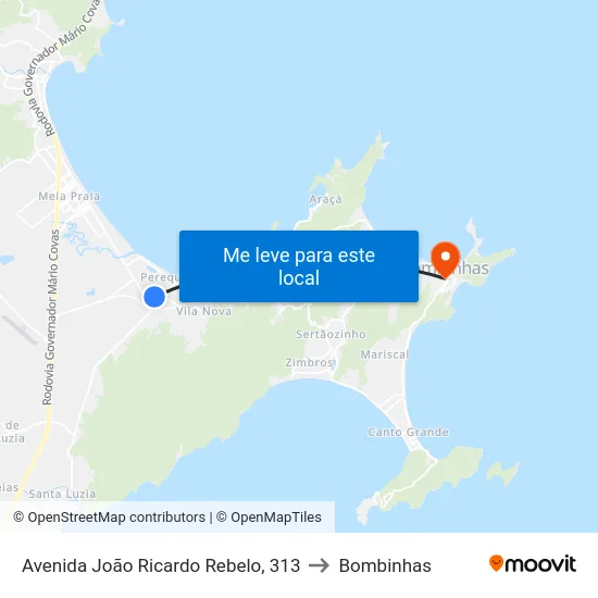 Avenida João Ricardo Rebelo, 313 to Bombinhas map